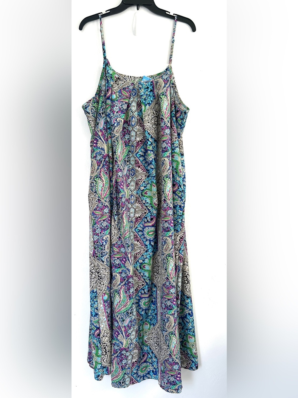 SHEIN Blue Green Purple Paisley Maxi Dress